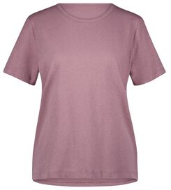 dames t-shirt Annie linnen/katoen lila lila - 1000027858 - HEMA