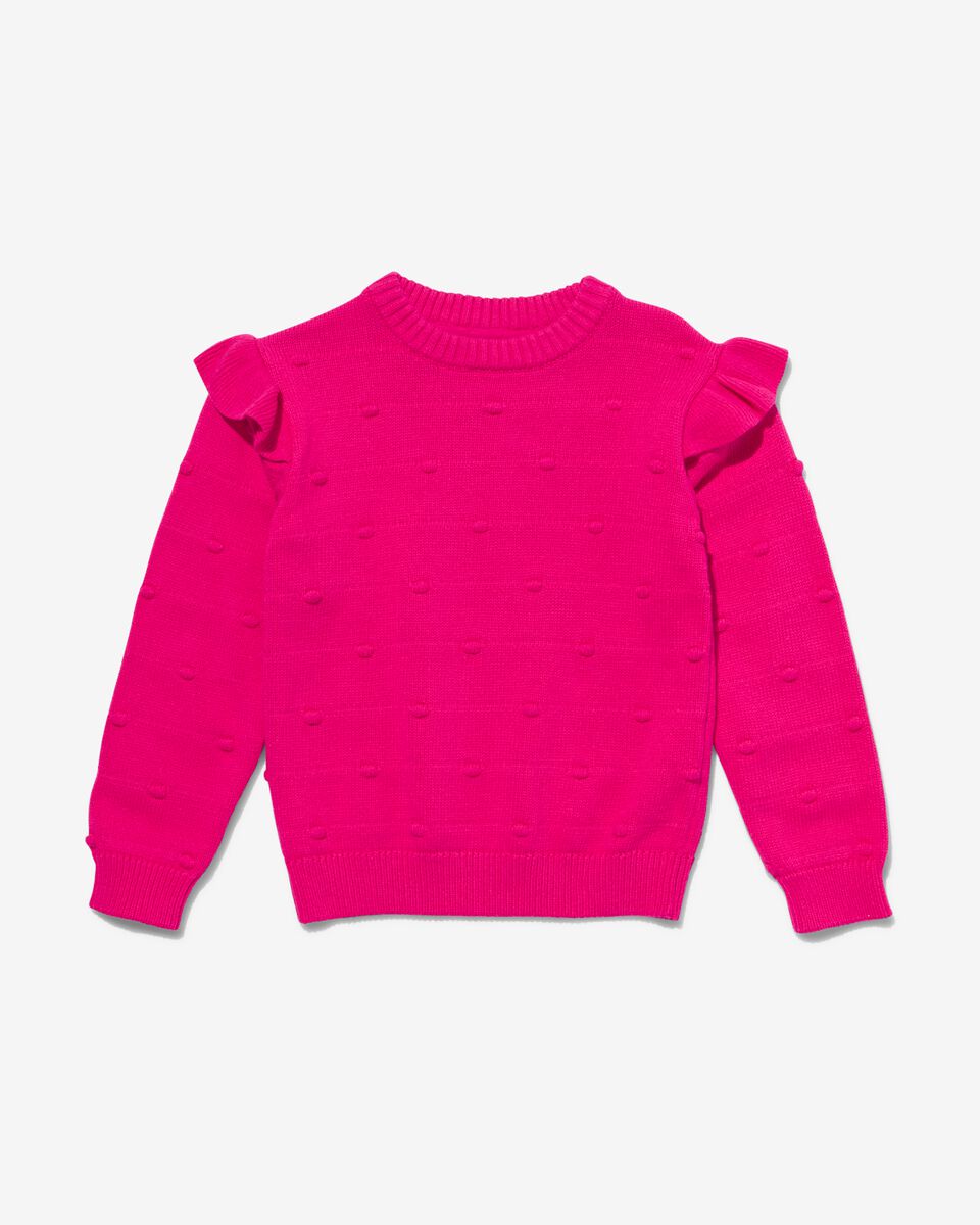 kinder trui gebreid met ruffles en noppen roze roze - 1000032413 - HEMA