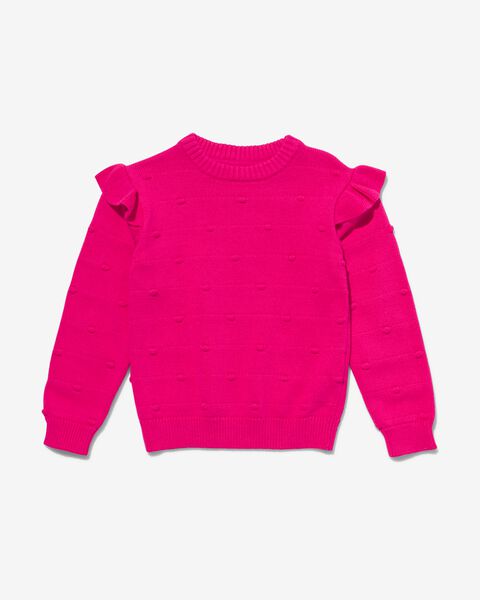 kinder trui gebreid met ruffles en noppen roze roze - 1000032413 - HEMA