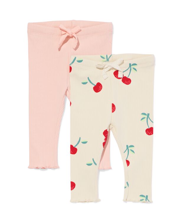 babyleggings rib kersen - 2 paar ecru ecru - 33007770ECRU - HEMA