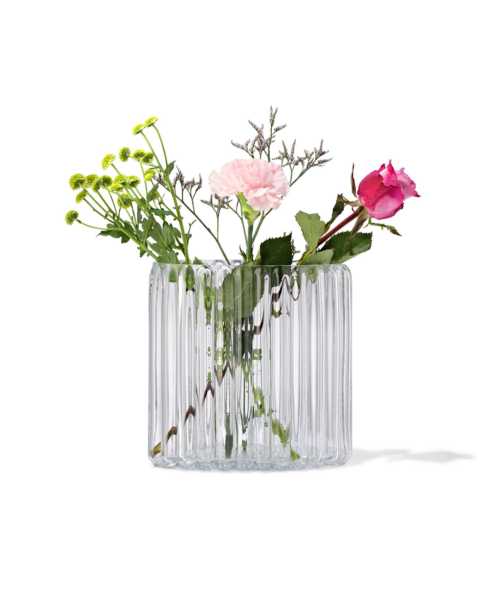 vaas M glas ribbel transparant - 13324169 - HEMA