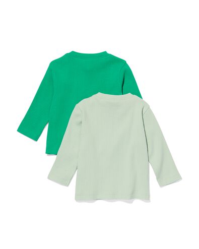 baby t-shirts rib biologisch katoen - 2 stuks groen 80 - 33100354 - HEMA