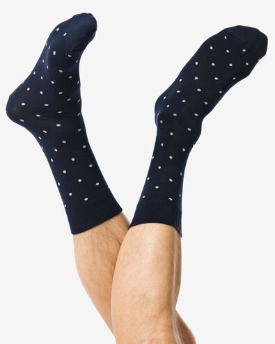 heren sokken met katoen stippen donkerblauw 43/46 - 4152647 - HEMA