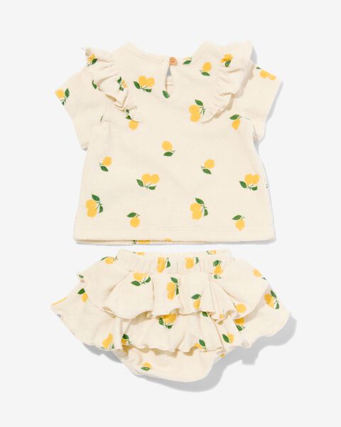 newborn kledingset shirt en broekrok badstof citroen ecru ecru - 1000030941 - HEMA