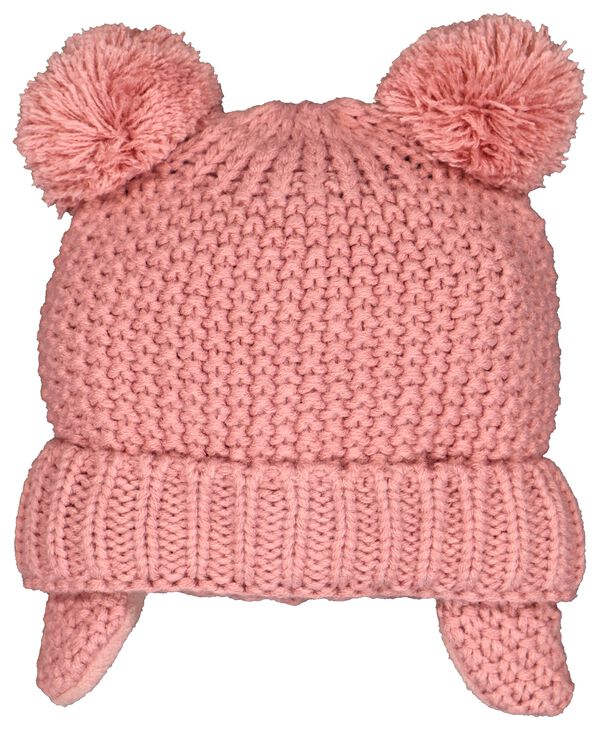 baby muts met oorwarmers gebreid roze roze - 1000028678 - HEMA