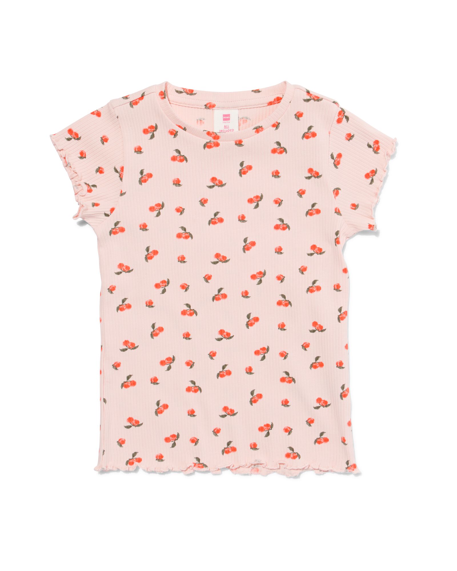 kinder t-shirt met ribbels roze - 1000030747 - HEMA
