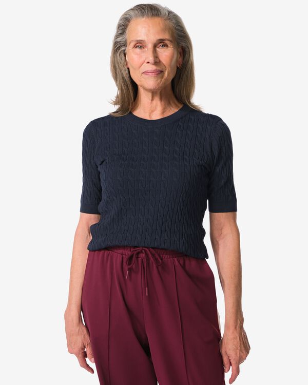 dames kabeltrui Fally donkerblauw donkerblauw - 36201570DARKBLUE - HEMA