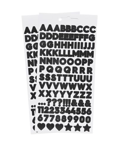 stickers alfabet zwart 19.5x10.5 - 2 vel - 14120200 - HEMA