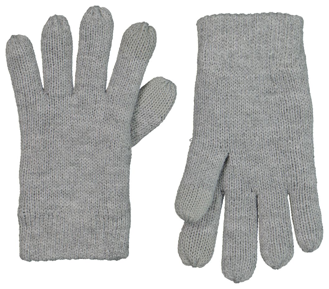 kinderhandschoenen met touchscreen gebreid grijsmelange 134/140 - 16710083 - HEMA