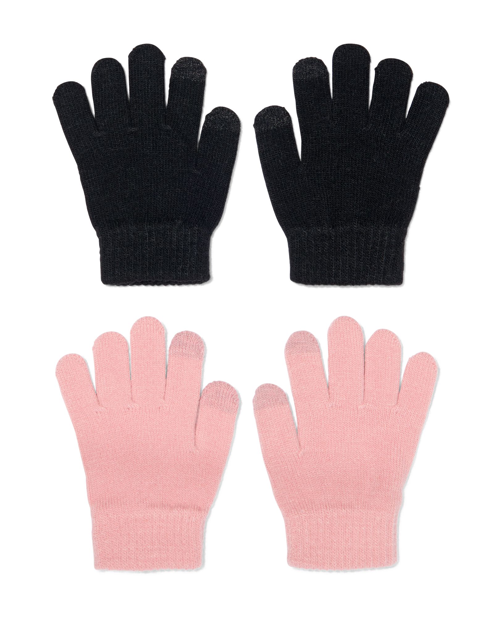 kinder handschoenen met touchscreen gebreid - 2 paar roze 98/116 - 16711531 - HEMA