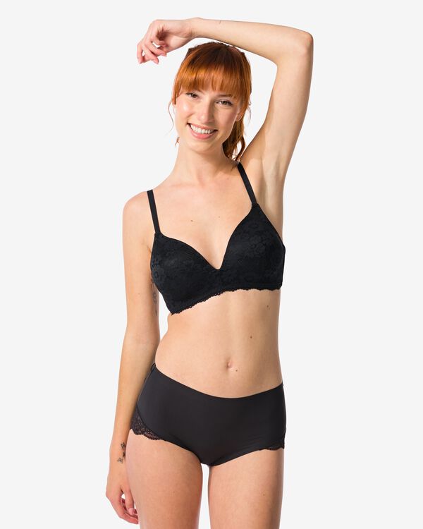 medium corrigerende slip hoge taille met kant zwart zwart - 21540020BLACK - HEMA