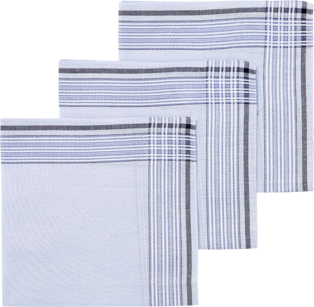 Harmonie Knipperen meester zakdoeken blauw 40x40 - 3 stuks - HEMA