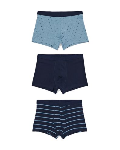 korte herenboxers katoen stretch - 3 stuks donkerblauw donkerblauw - 19110520DARKBLUE - HEMA