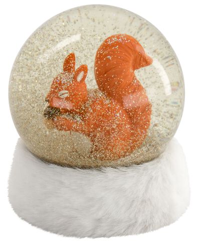 sneeuwbol glas met eekhoorn Ø10cm - 61160049 - HEMA