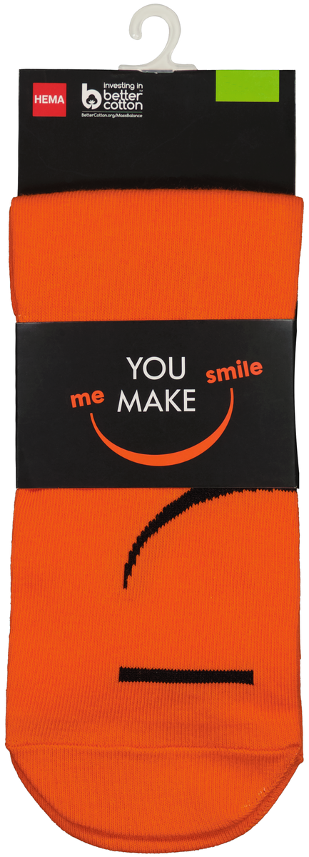 sokken met katoen you make me smile oranje oranje - 1000029360 - HEMA