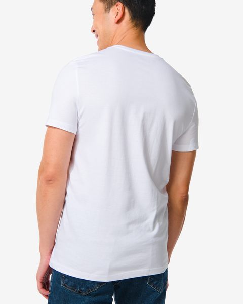 heren t-shirt regular fit v-hals - 2 stuks wit wit - 1000009944 - HEMA