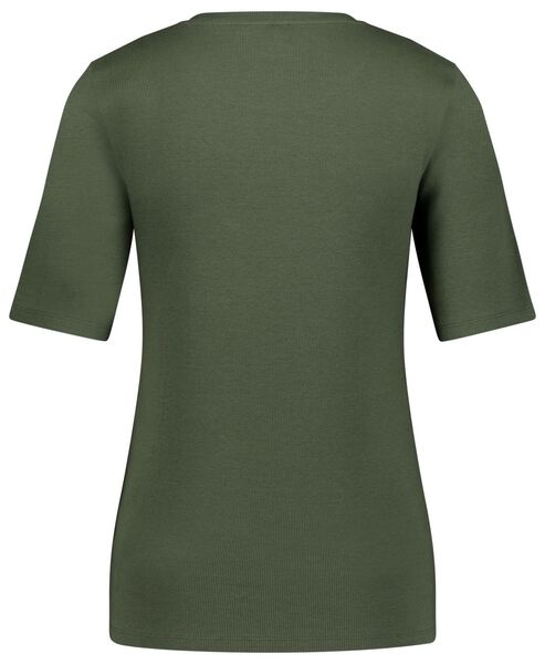 dames t-shirt rib groen - 1000024815 - HEMA