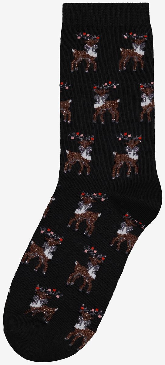 dames kerst sokken glitter hert zwart - 1000029376 - HEMA