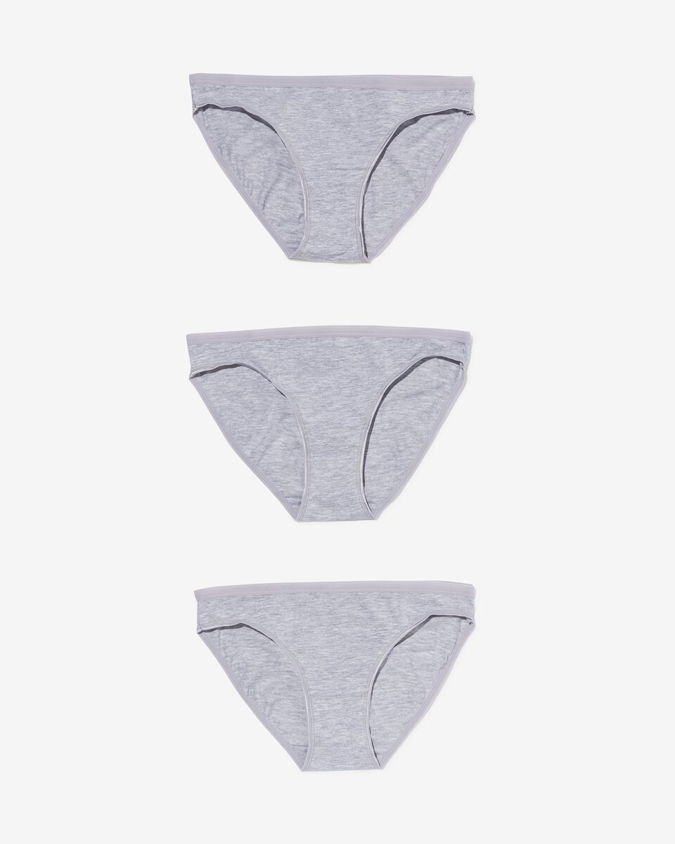 dames slips katoen - 3 stuks grijsmelange XS - 19681400 - HEMA