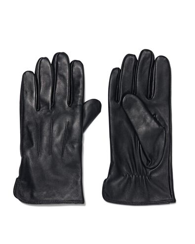heren handschoenen met touchscreen leer zwart S - 16580116 - HEMA