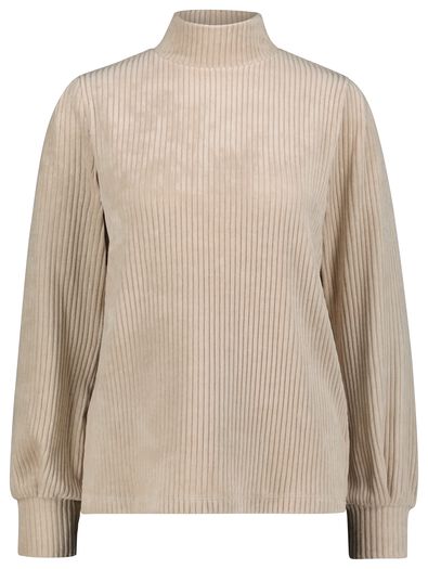 dames sweater Cassie met ribbels zand S - 36225466 - HEMA
