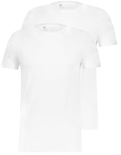 heren t-shirt regular fit o-hals - 2 stuks wit wit - 1000009578 - HEMA