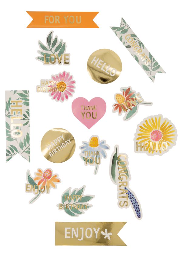 stickers wilde bloemen 15 stuks - 14700583 - HEMA