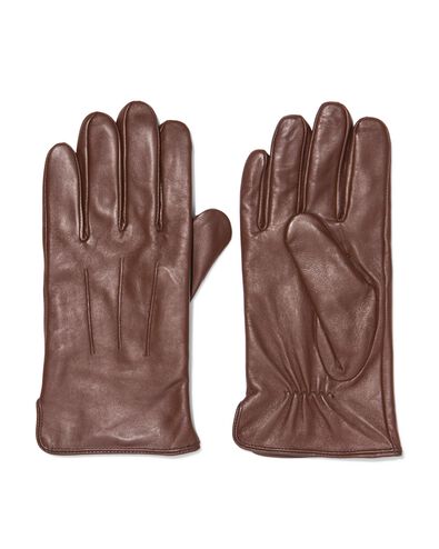 leren heren handschoenen bruin L - 16530233 - HEMA