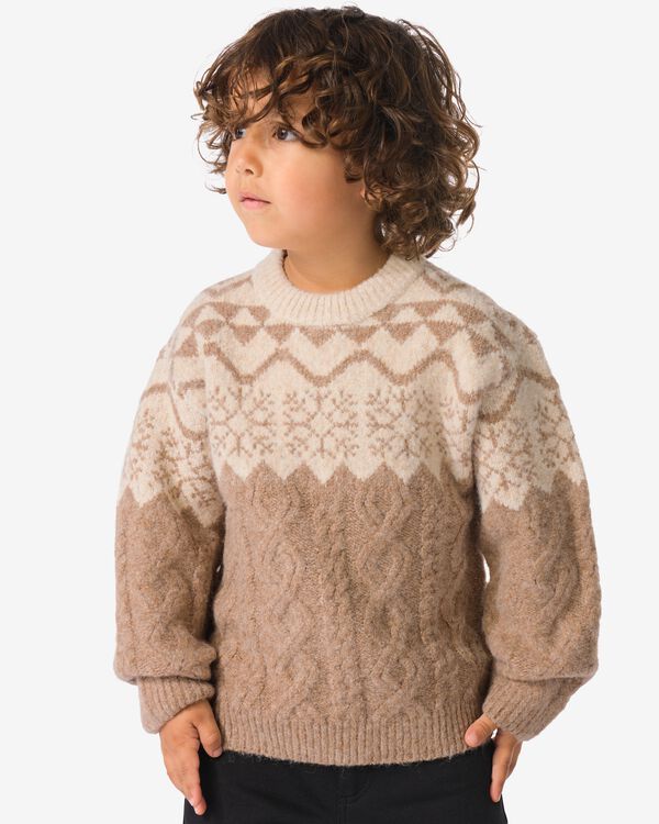 kindertrui Noorse print bruin bruin - 30706202BROWN - HEMA