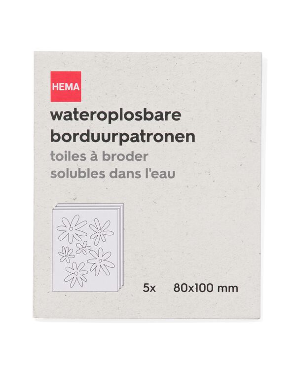 wateroplosbare borduurpatronen 8x10cm - 5 stuks - 60760071 - HEMA