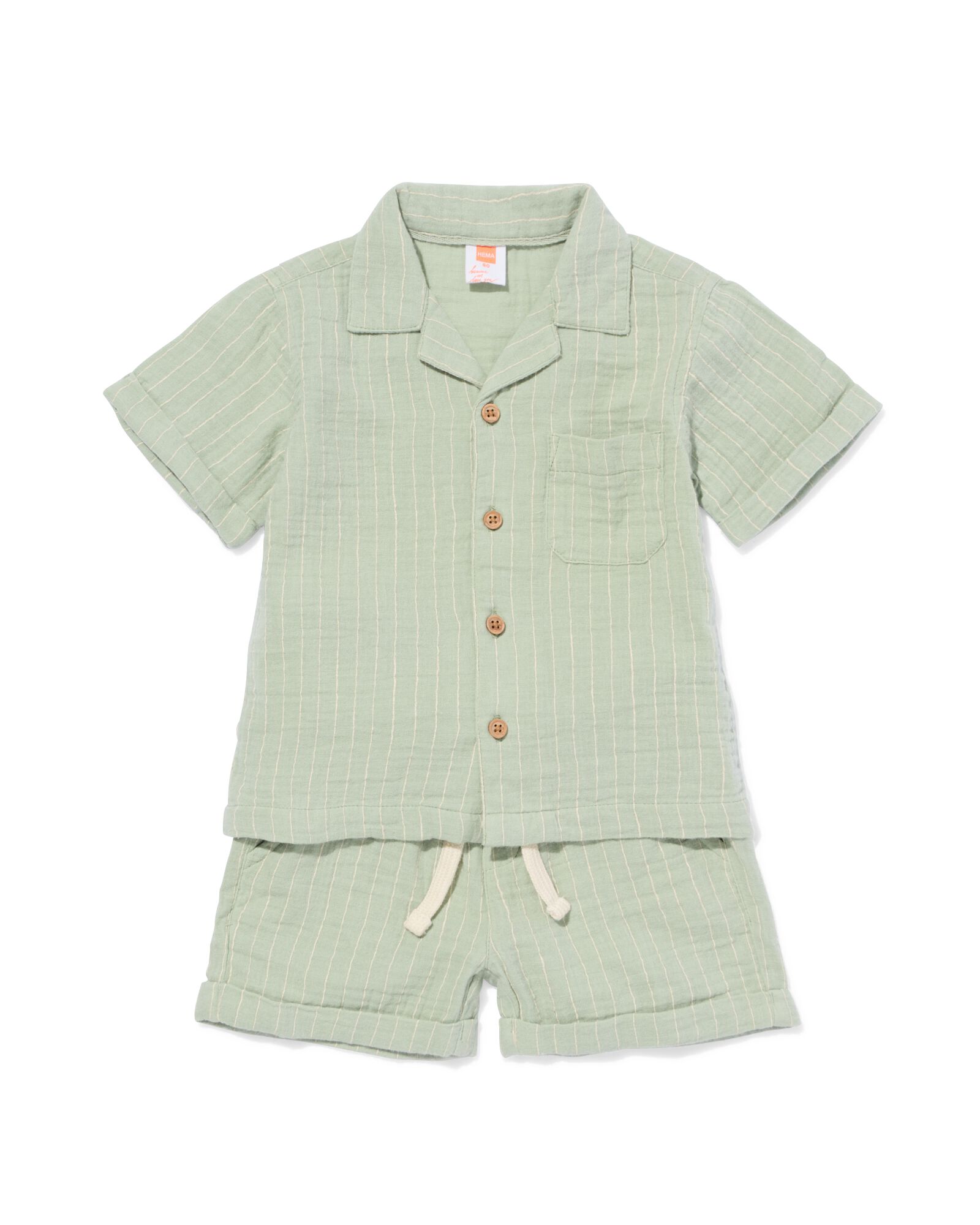 baby kledingset strepen groen 80 - 33139274 - HEMA