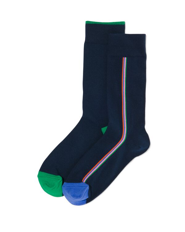 heren sokken met katoen - 2 paar donkerblauw donkerblauw - 4130755DARKBLUE - HEMA