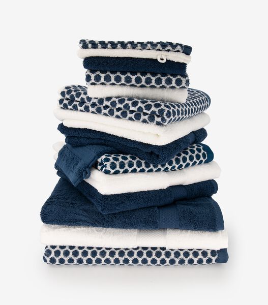 handdoek - 50 x 100 - zware kwaliteit - gestipt - jeansblauw denim handdoek 50 x 100 - 5210089 - HEMA