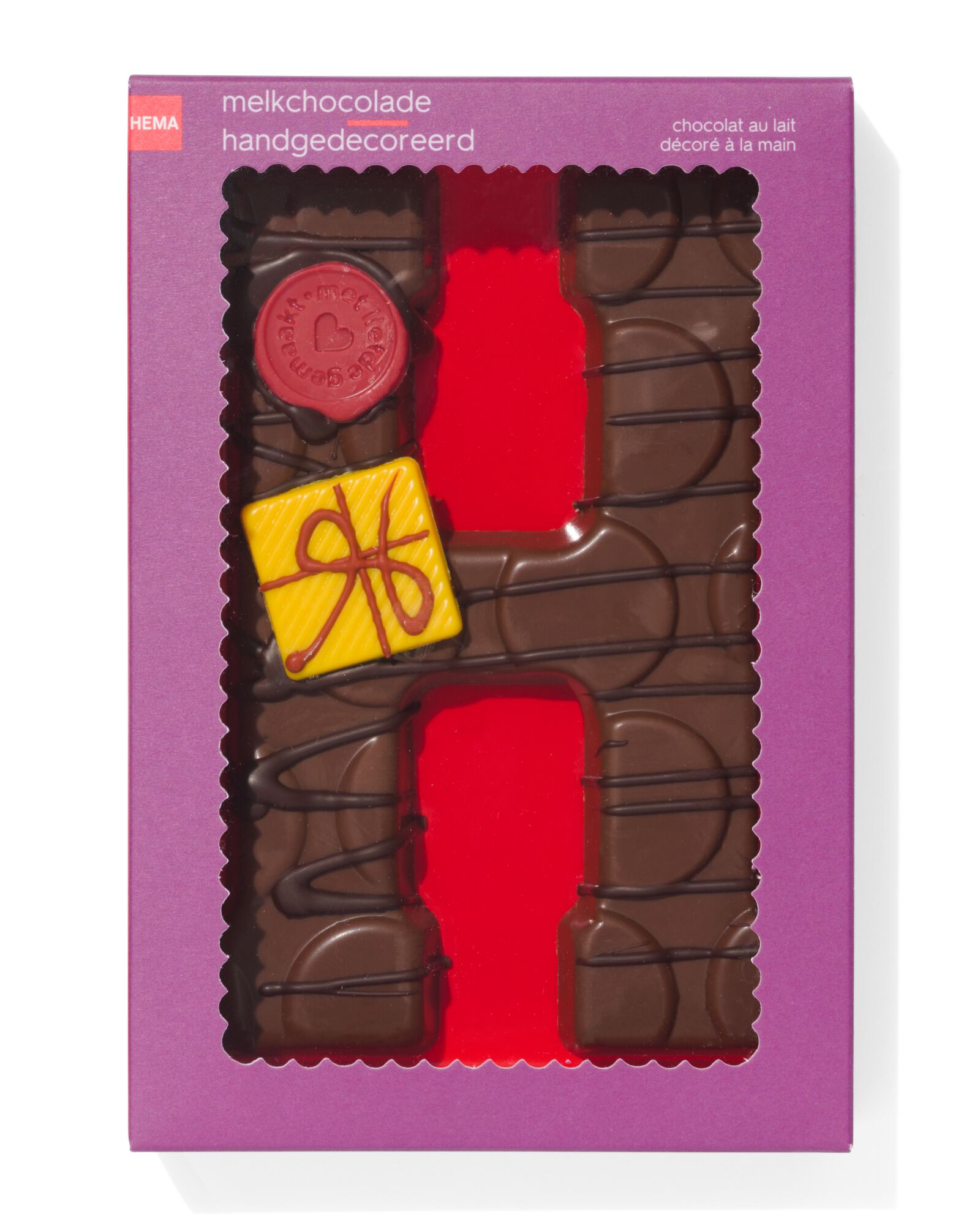 handgedecoreerde chocoladeletter melk H 200gram - 24427008 - HEMA