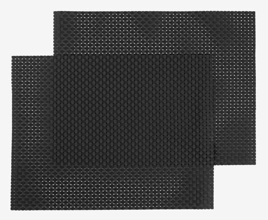 placemats - 32 x 42 - kunststof - zwart - 2 stuks - 5360009 - HEMA