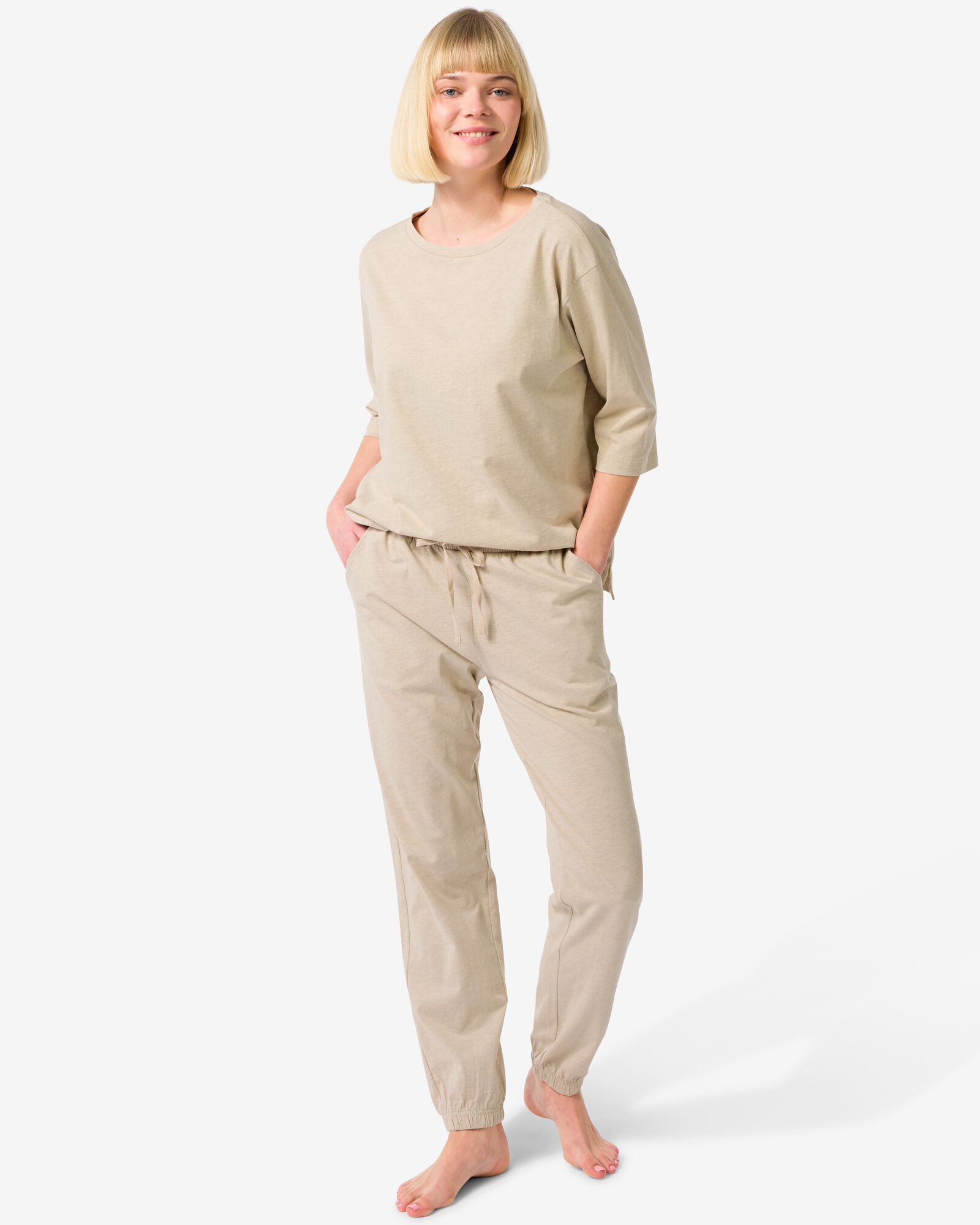dames pyjamabroek katoen naturel naturel - 23420125NATURAL - HEMA