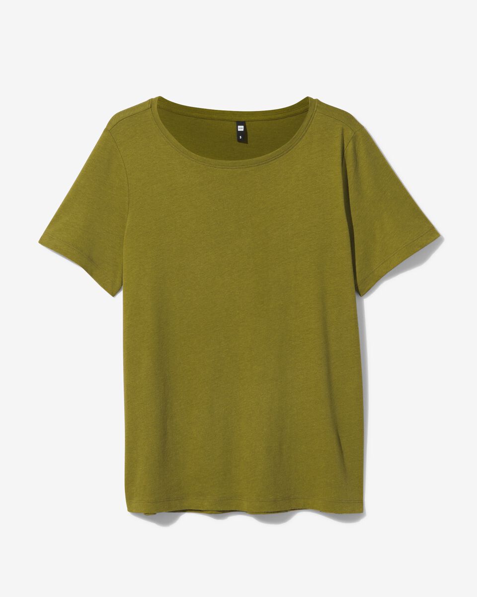 dames t-shirt Alara met bamboe donkergroen - 1000031260 - HEMA