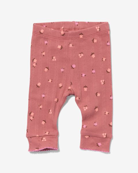 newborn kledingset legging en romper met ribbels en ajour roze - 1000029848 - HEMA