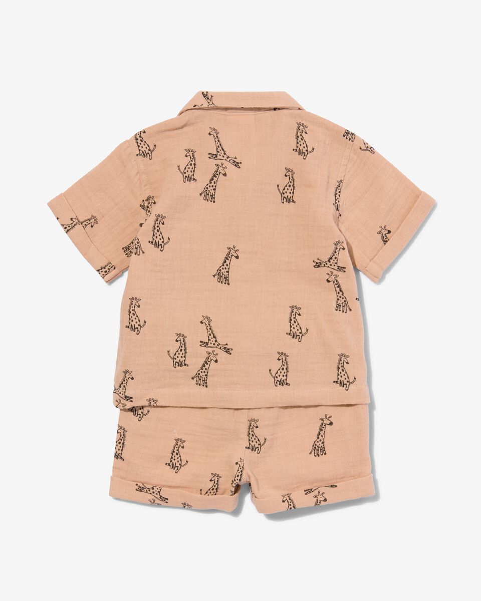 baby kledingset shirt en short mousseline giraf - 1000031510 - HEMA