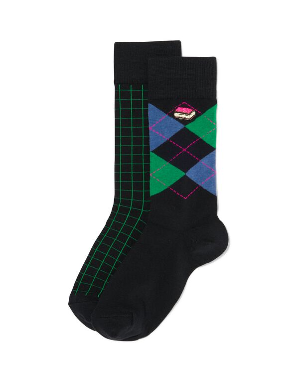heren sokken met katoen - 2 paar zwart zwart - 4130770BLACK - HEMA