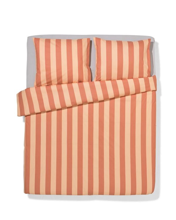 dekbedovertrek 240x200/220cm zacht katoen strepen perzik - 5750151 - HEMA