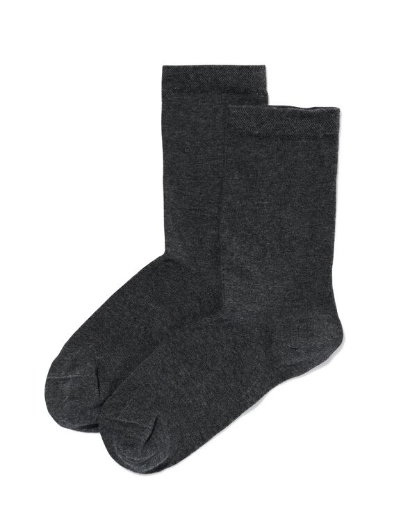 dames sokken met biologisch katoen - 2 paar grijsmelange grijsmelange - 1000028900 - HEMA