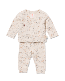 newborn kledingset broek en overslaghemd sweat met bamboe ecru ecru - 1000029840 - HEMA