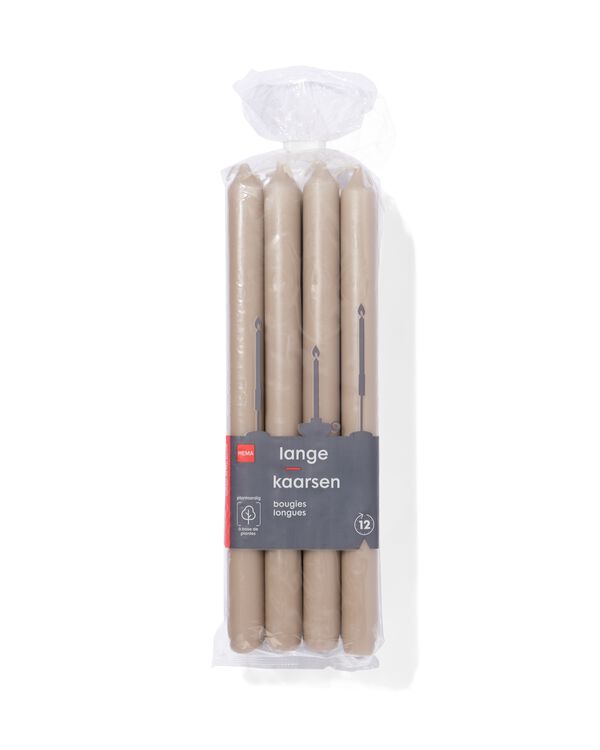 lange huishoudkaarsen Ø2.2x29 - 12 stuks naturel naturel - 2000000274 - HEMA