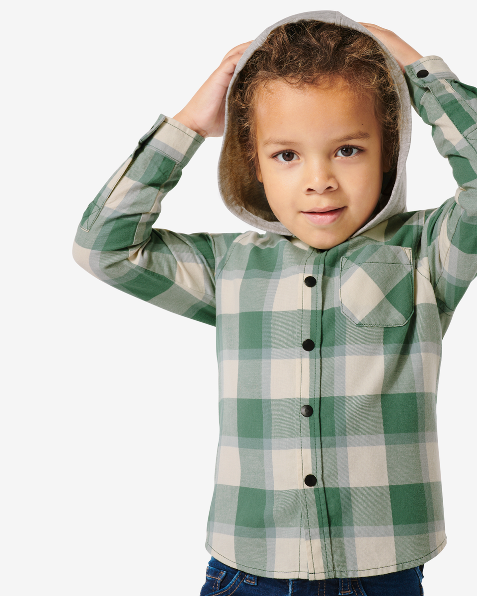 kinder overhemd met capuchon groen groen - 1000029796 - HEMA