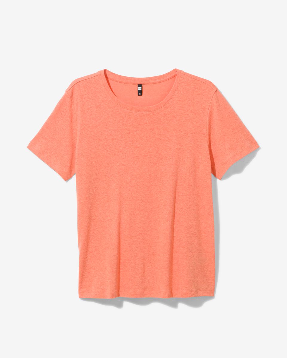 dames t-shirt Annie linnen/katoen roze - 1000031353 - HEMA