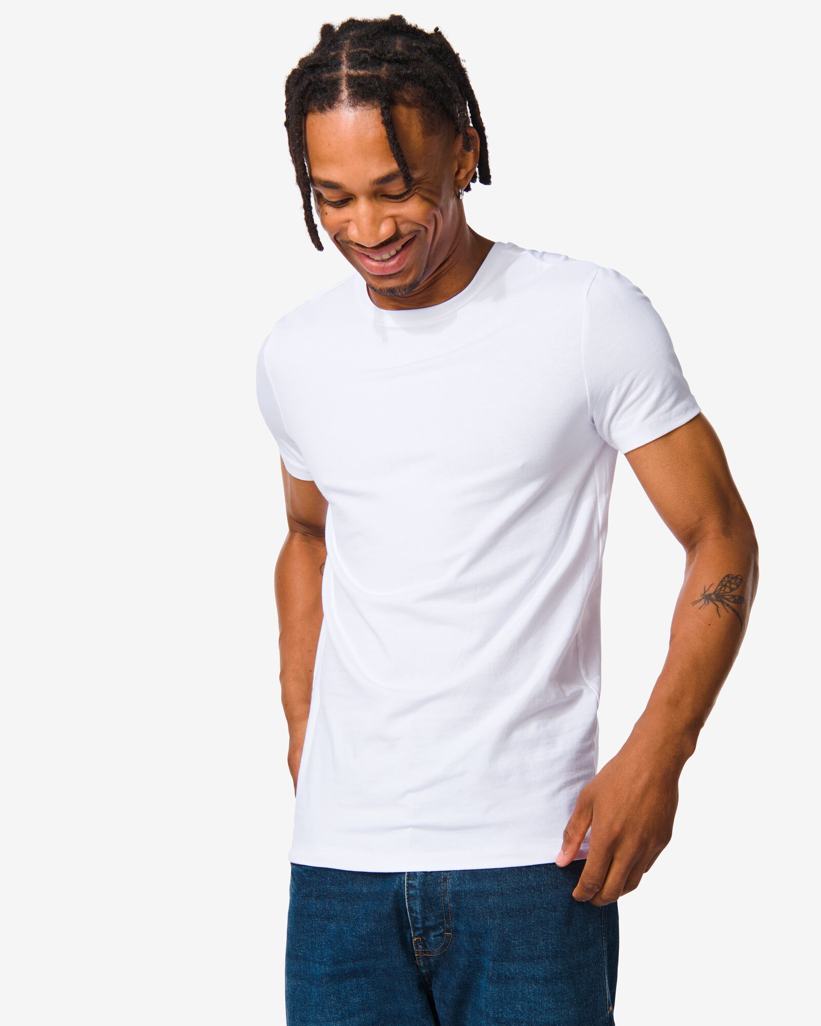 heren t-shirt slim fit o-hals wit wit - 1000009947 - HEMA