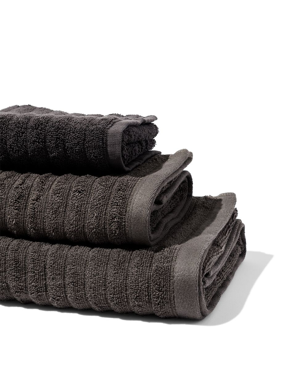 handdoek zware kwaliteit structuur wit donkergrijs donkergrijs - 1000024241 - HEMA
