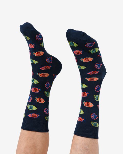 heren sokken met katoen dieren - 2 paar grijsmelange - 1000030643 - HEMA