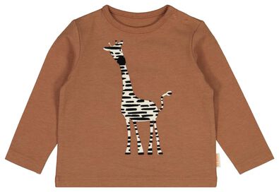newborn t-shirt giraf bamboe stretch bruin - 1000022136 - HEMA